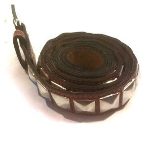 Vintage Leather Studded Belt Red New